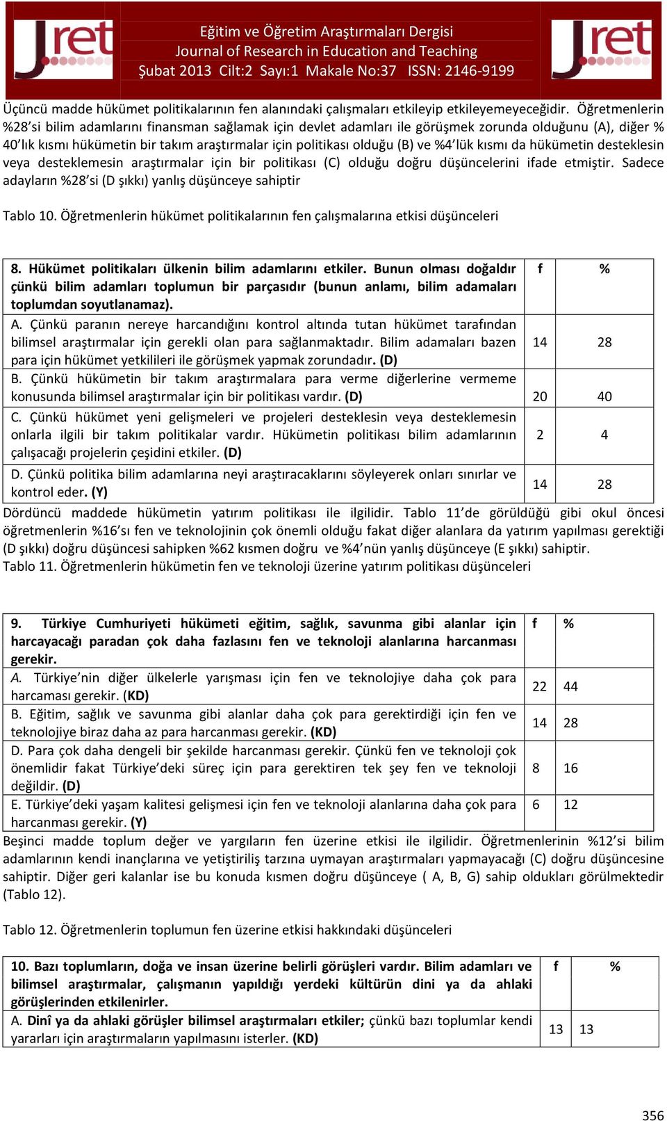 lük kısmı da hükümetin desteklesin veya desteklemesin araştırmalar için bir politikası (C) olduğu doğru düşüncelerini ifade etmiştir.