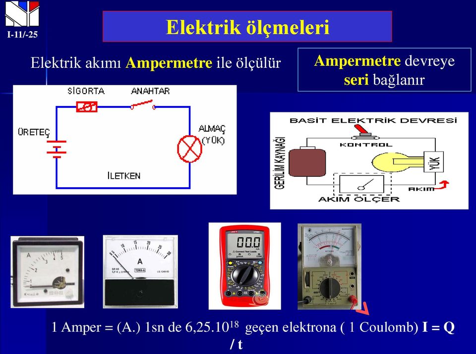 t I-11/-25 Elektrik ölçmeleri Elektrik