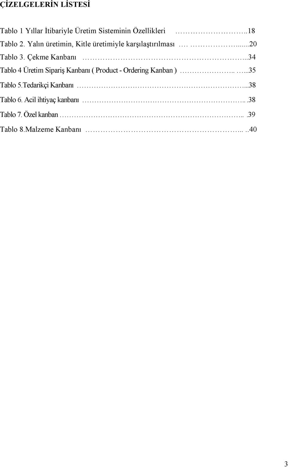 ..34 Tablo 4 Üretim Sipariş Kanbanı ( Product - Ordering Kanban ).....35 Tablo 5.