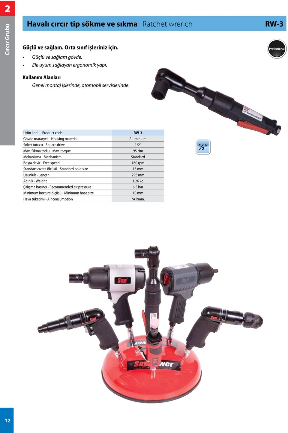 RW-3 Genel montaj işlerinde, otomobil servislerinde.