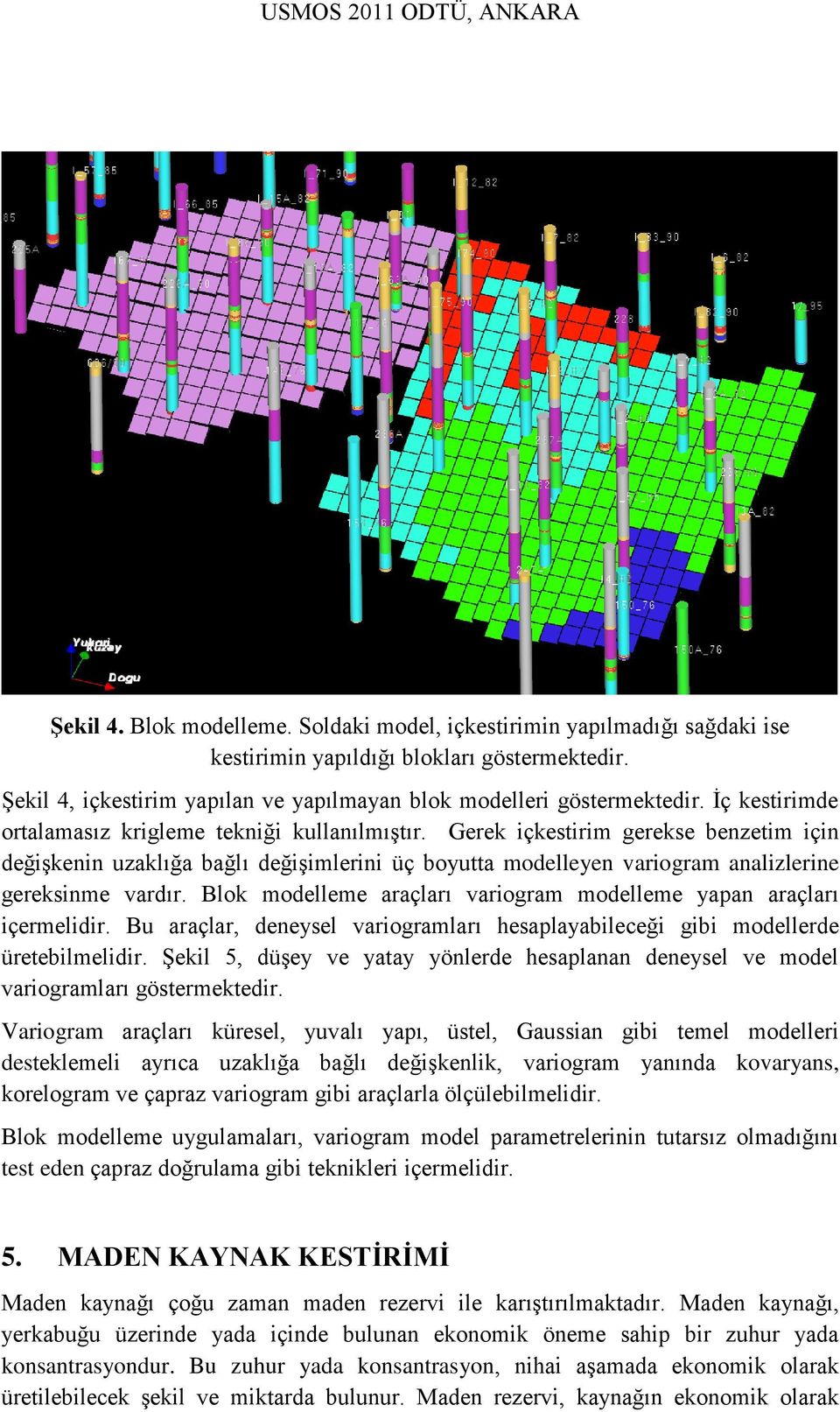 Gerek içkestirim gerekse benzetim için değişkenin uzaklığa bağlı değişimlerini üç boyutta modelleyen variogram analizlerine gereksinme vardır.