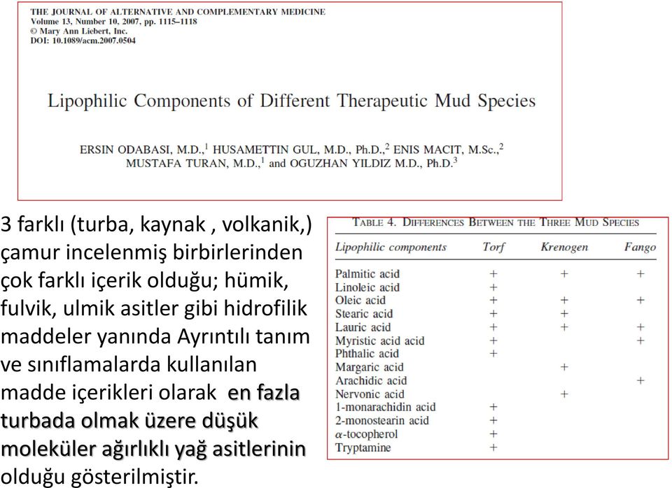 Ayrıntılı tanım ve sınıflamalarda kullanılan madde içerikleri olarak en fazla