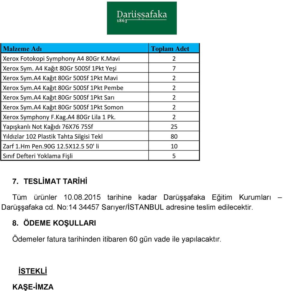 2 Yapışkanlı Not Kağıdı 76X76 75Sf 25 Yıldızlar 102 Plastik Tahta Silgisi Tekl 80 Zarf 1.Hm Pen.90G 12.5X12.5 50' li 10 Sınıf Defteri Yoklama Fişli 5 7.