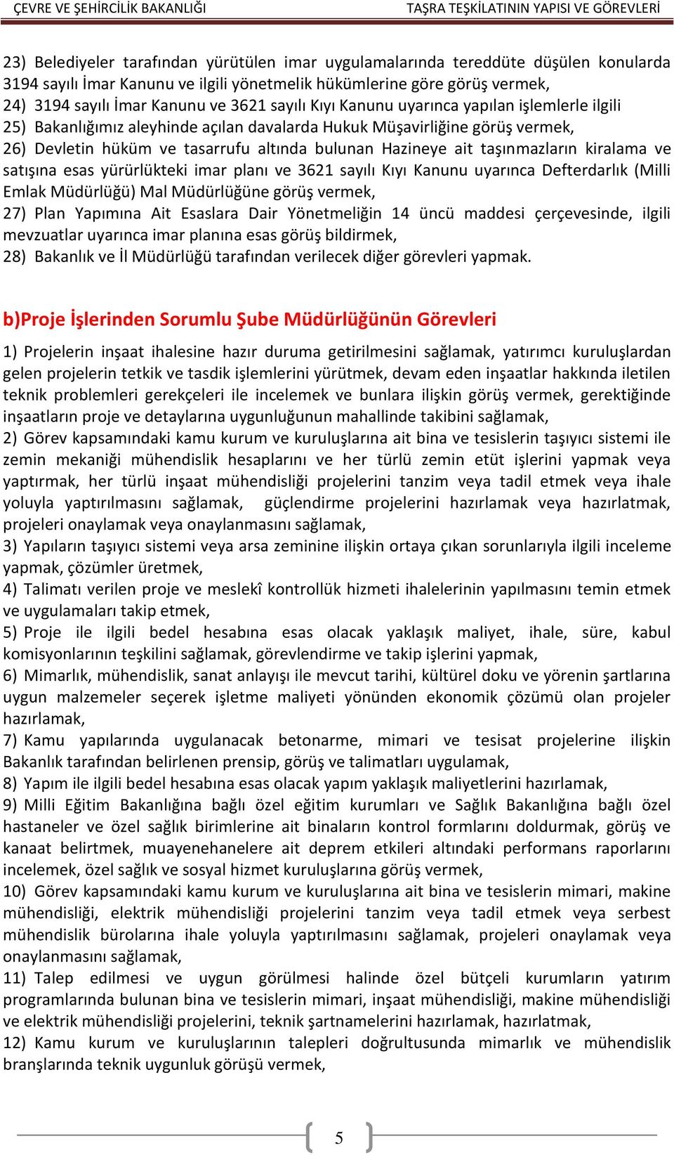 taşınmazların kiralama ve satışına esas yürürlükteki imar planı ve 3621 sayılı Kıyı Kanunu uyarınca Defterdarlık (Milli Emlak Müdürlüğü) Mal Müdürlüğüne görüş vermek, 27) Plan Yapımına Ait Esaslara