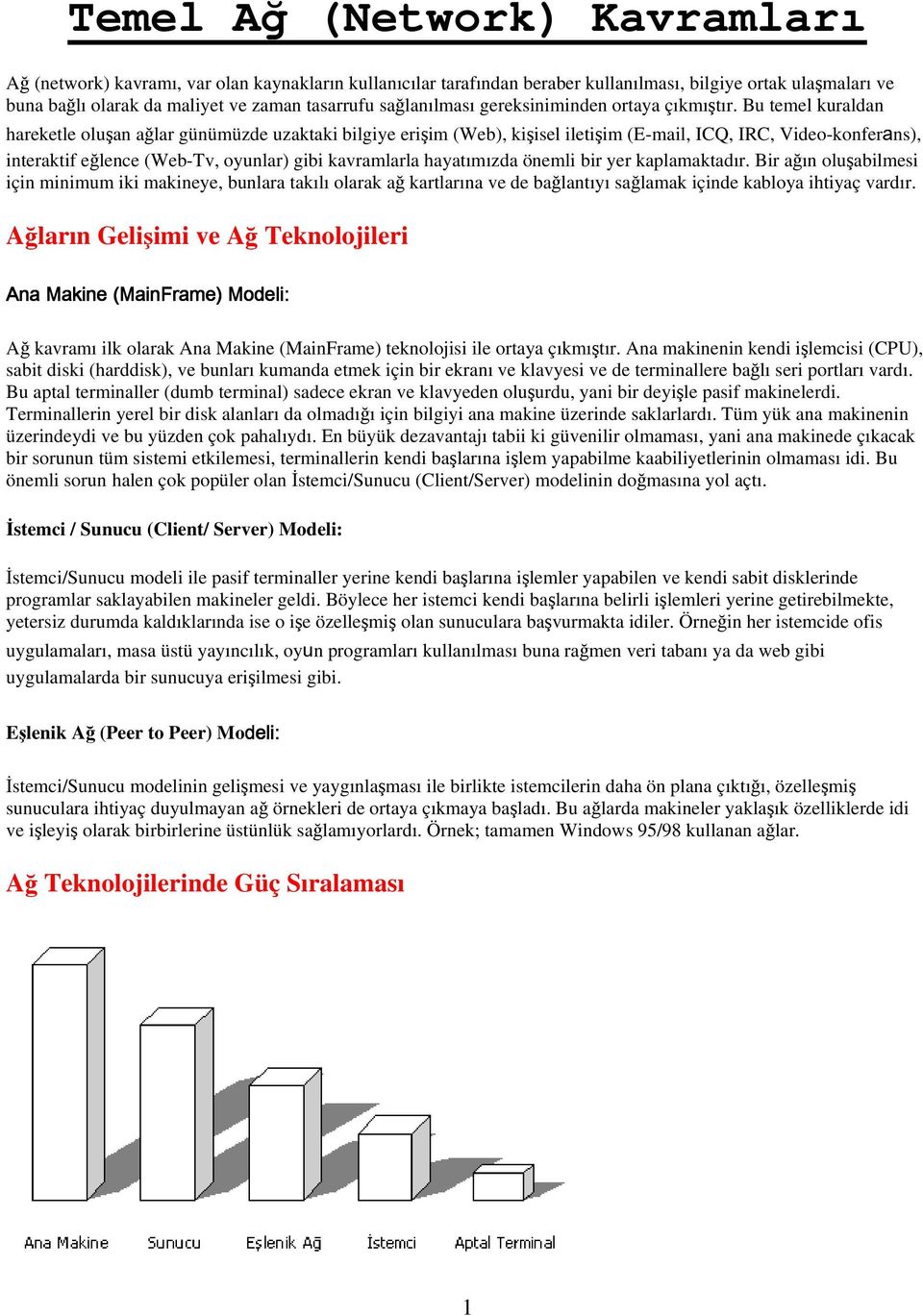 Bu temel kuraldan hareketle oluşan ağlar günümüzde uzaktaki bilgiye erişim (Web), kişisel iletişim (E-mail, ICQ, IRC, Video-konferans), interaktif eğlence (Web-Tv, oyunlar) gibi kavramlarla