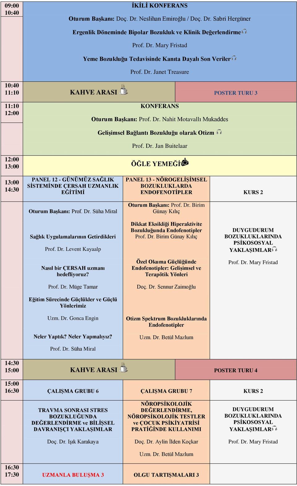 Sabri Hergüner Ergenlik Döneminde Bipolar Bozukluk ve Klinik Değerlendirme Yeme Bozukluğu Tedavisinde Kanıta Dayalı Son Veriler 10:40 11:10 KAHVE ARASI POSTER TURU 3 11:10 KONFERANS Oturum Başkanı: