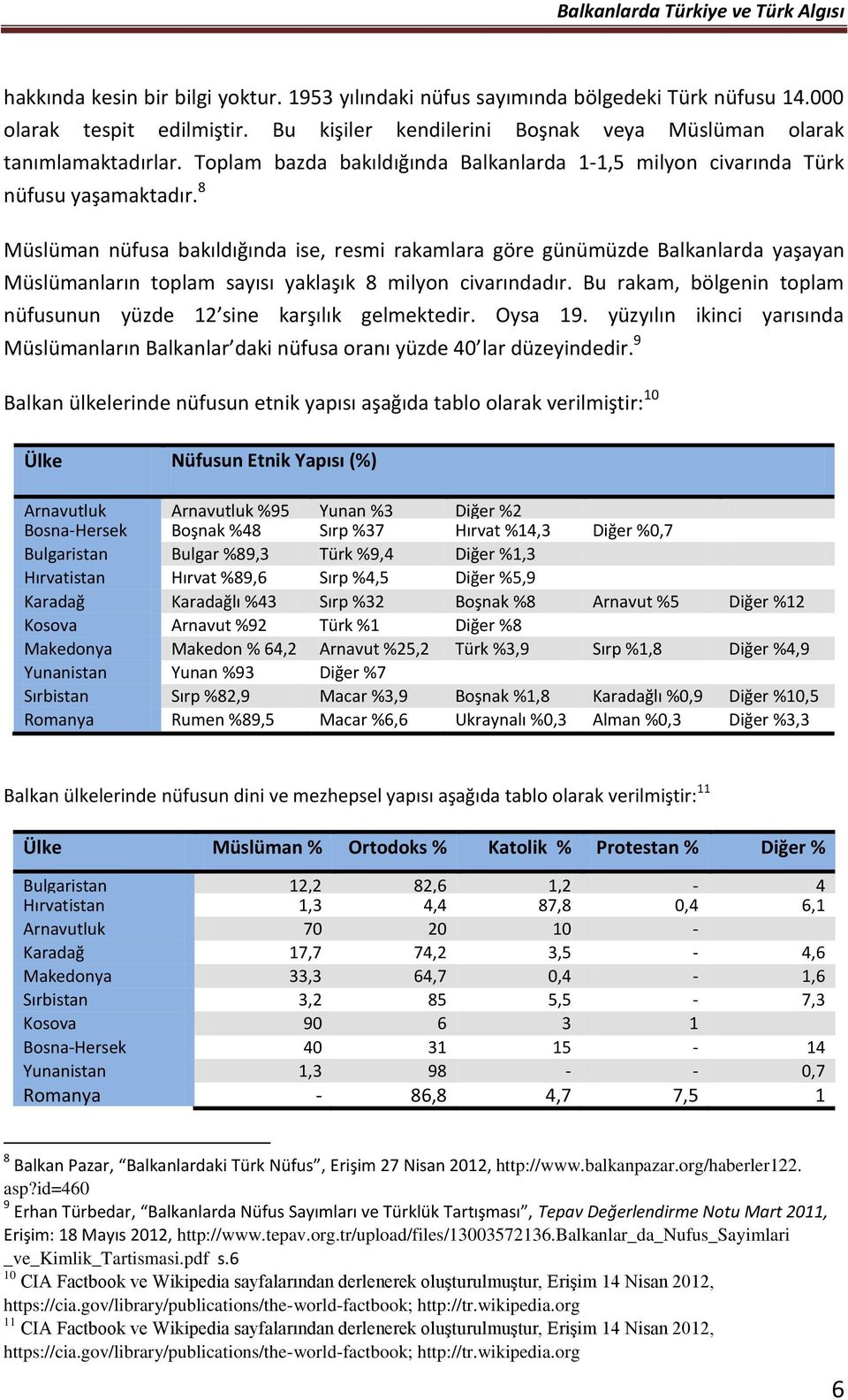 8 Müslüman nüfusa bakıldığında ise, resmi rakamlara göre günümüzde Balkanlarda yaşayan Müslümanların toplam sayısı yaklaşık 8 milyon civarındadır.