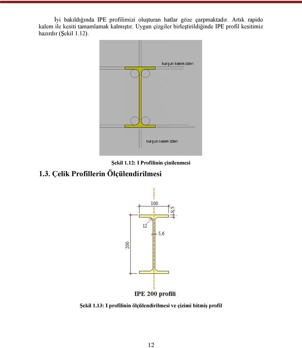 Uygun çizgiler birleģtirildiğinde IPE profil kesitimiz hazırdır (ġekil 1.12). ġekil 1.