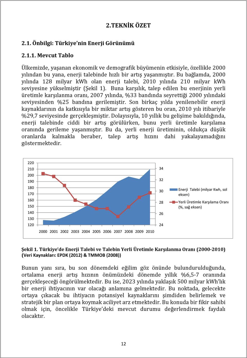 Buna karşılık, talep edilen bu enerjinin yerli üretimle karşılanma oranı, 2007 yılında, %33 bandında seyrettiği 2000 yılındaki seviyesinden %25 bandına gerilemiştir.