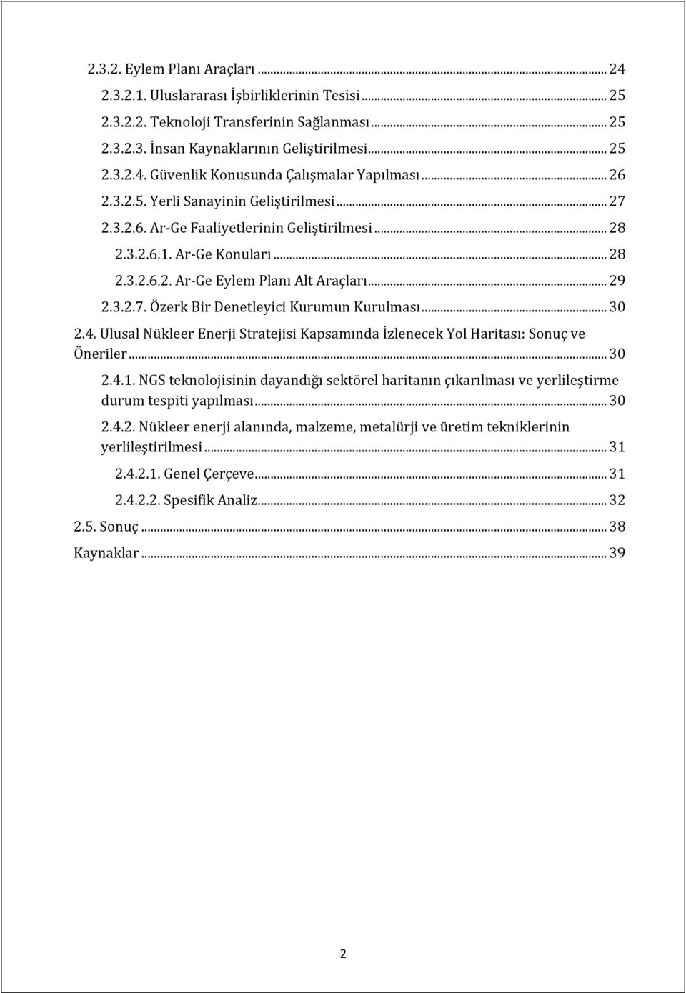 .. 30 2.4. Ulusal Nükleer Enerji Stratejisi Kapsamında İzlenecek Yol Haritası: Sonuç ve Öneriler... 30 2.4.1.