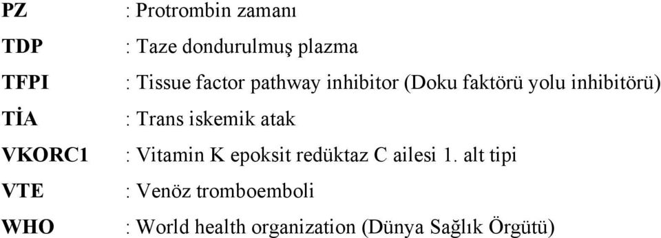 : Trans iskemik atak : Vitamin K epoksit redüktaz C ailesi 1.