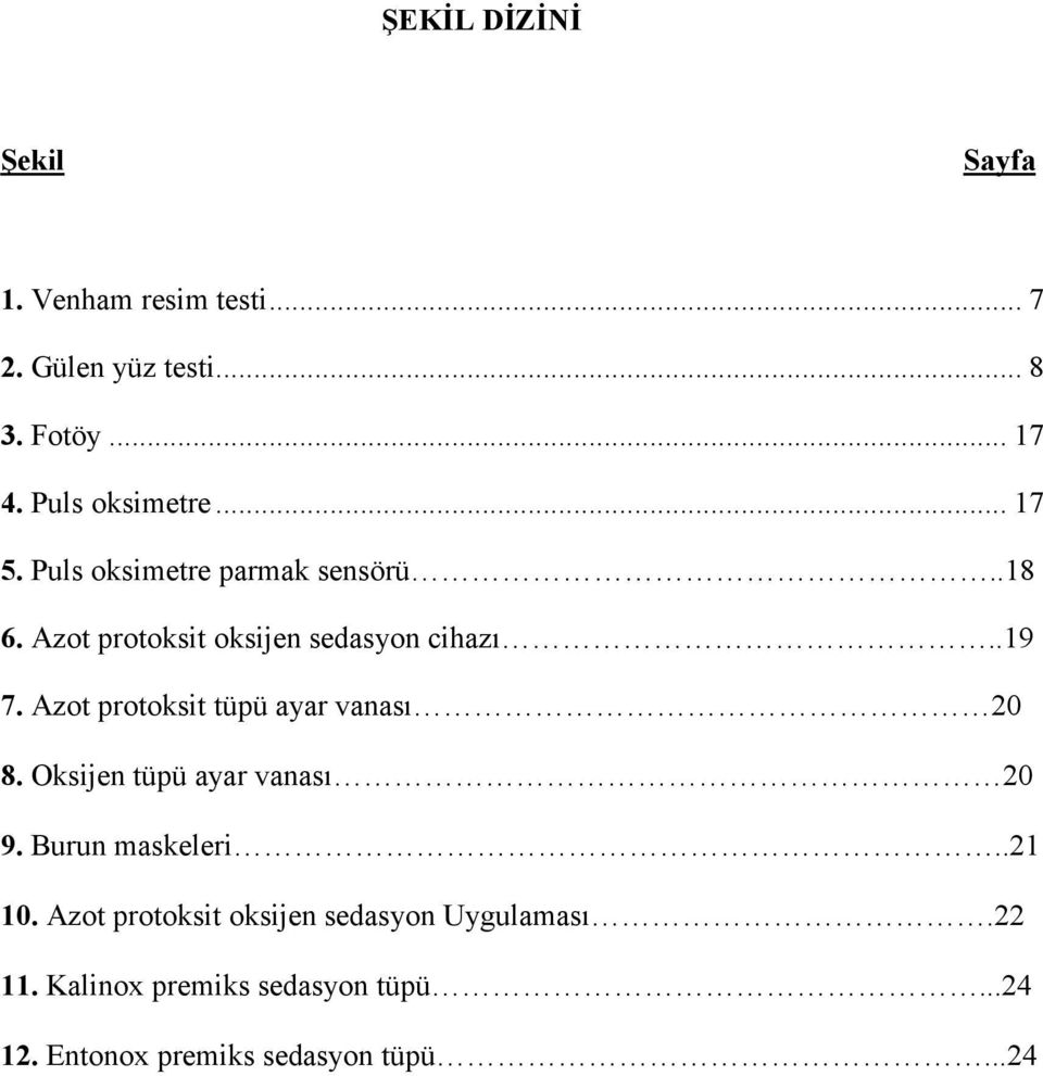 Azot protoksit tüpü ayar vanası 20 8. Oksijen tüpü ayar vanası 20 9. Burun maskeleri..21 10.