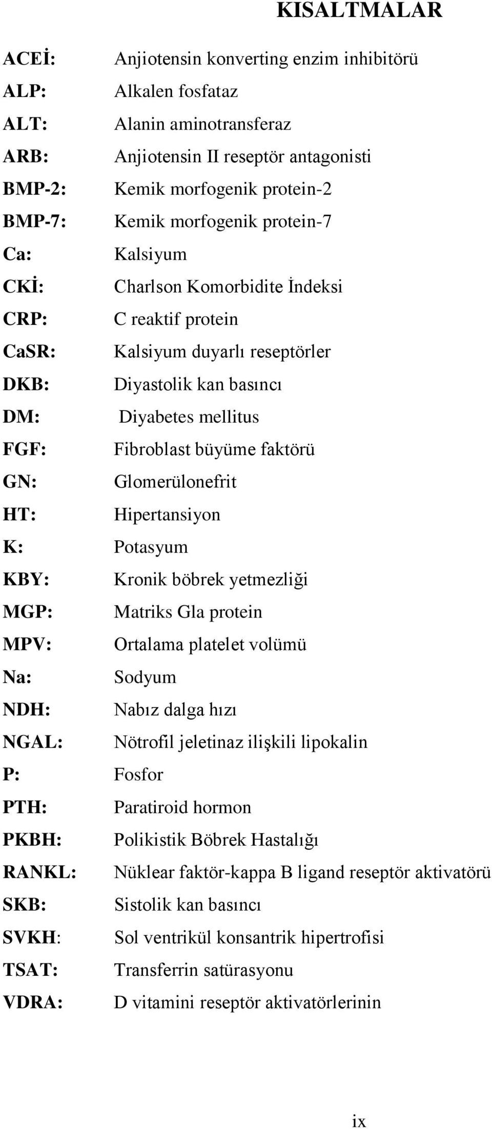 faktörü GN: Glomerülonefrit HT: Hipertansiyon K: Potasyum KBY: Kronik böbrek yetmezliği MGP: Matriks Gla protein MPV: Ortalama platelet volümü Na: Sodyum NDH: Nabız dalga hızı NGAL: Nötrofil