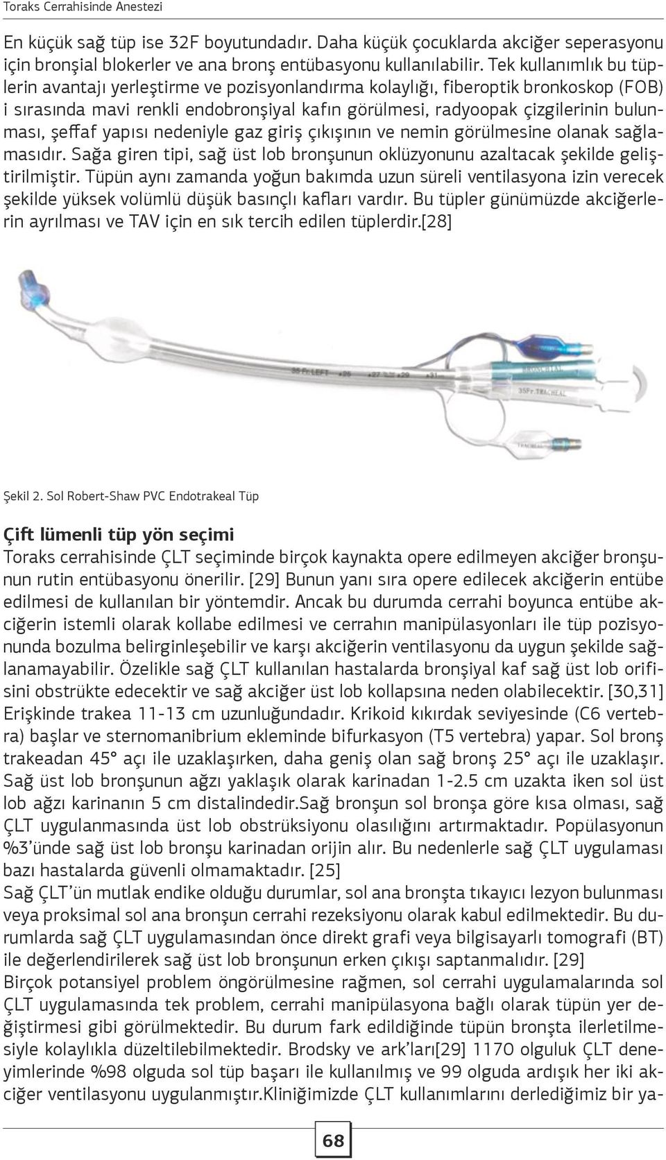 şeffaf yapısı nedeniyle gaz giriş çıkışının ve nemin görülmesine olanak sağlamasıdır. Sağa giren tipi, sağ üst lob bronşunun oklüzyonunu azaltacak şekilde geliştirilmiştir.