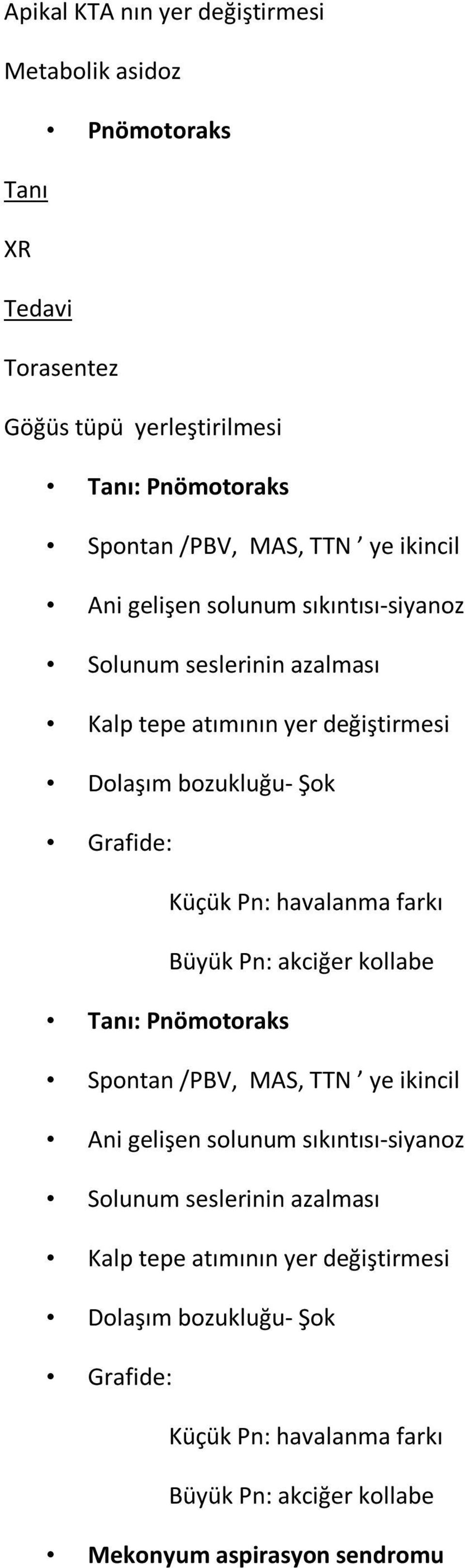 Grafide: Küçük Pn: havalanma farkı Büyük Pn: akciğer kollabe Tanı: Pnömotoraks Spontan /PBV,  Grafide: Küçük Pn: havalanma farkı Büyük Pn: akciğer