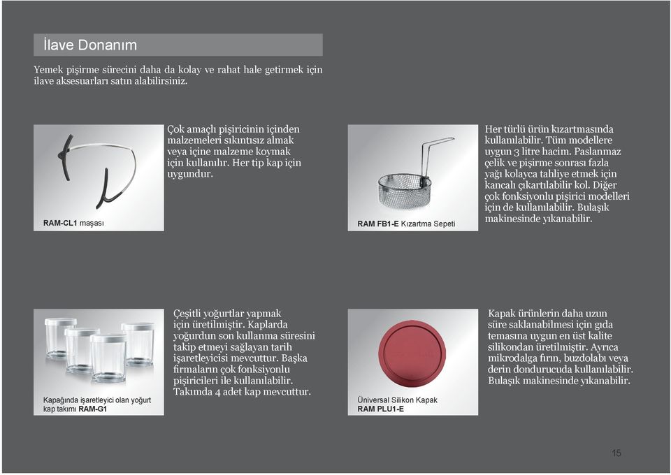 RAM FB1-E Kızartma Sepeti Her türlü ürün kızartmasında kullanılabilir. Tüm modellere uygun 3 litre hacim.