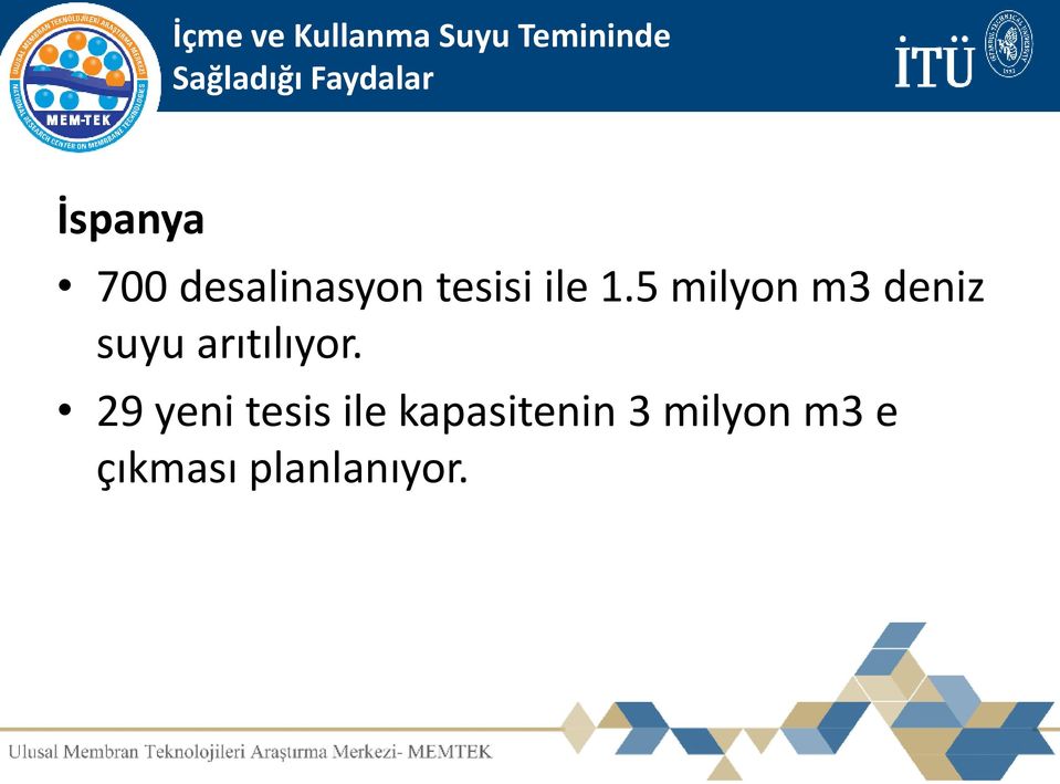 5 milyon m3 deniz suyu arıtılıyor.