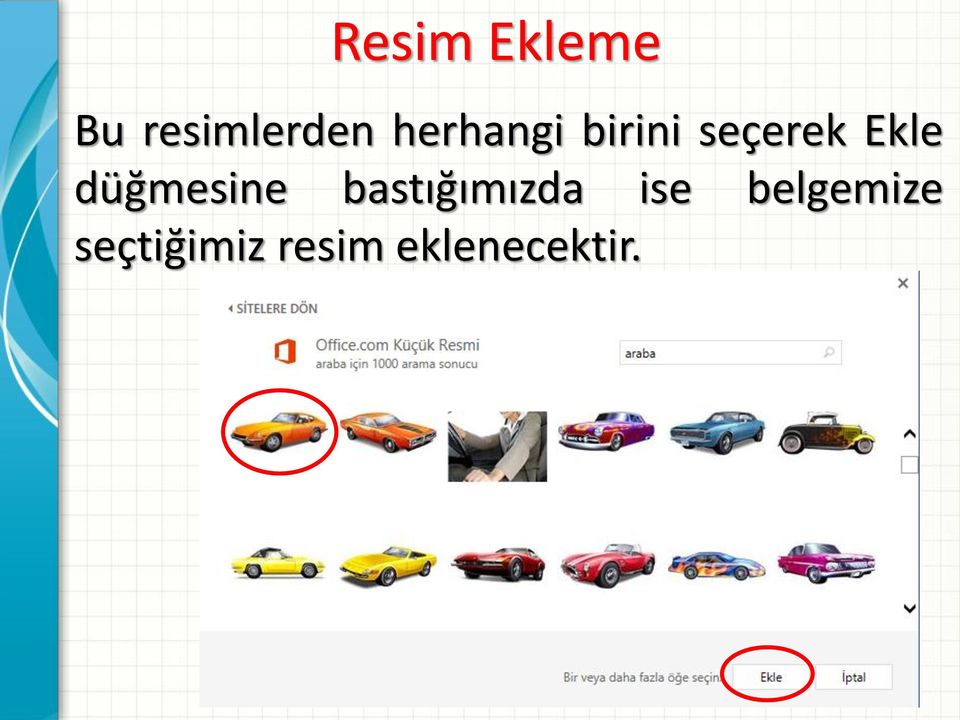 düğmesine bastığımızda ise