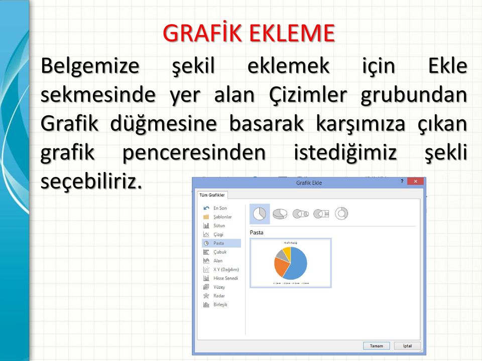 Grafik düğmesine basarak karşımıza çıkan