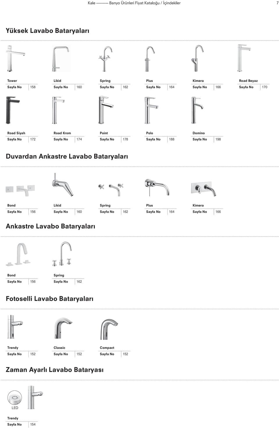 Lavabo Bataryaları Bond Likid Spring Plus Kimera Sayfa No 156 Sayfa No 160 Sayfa No 162 Sayfa No 164 Sayfa No 166 Ankastre Lavabo Bataryaları Bond Sayfa No 156