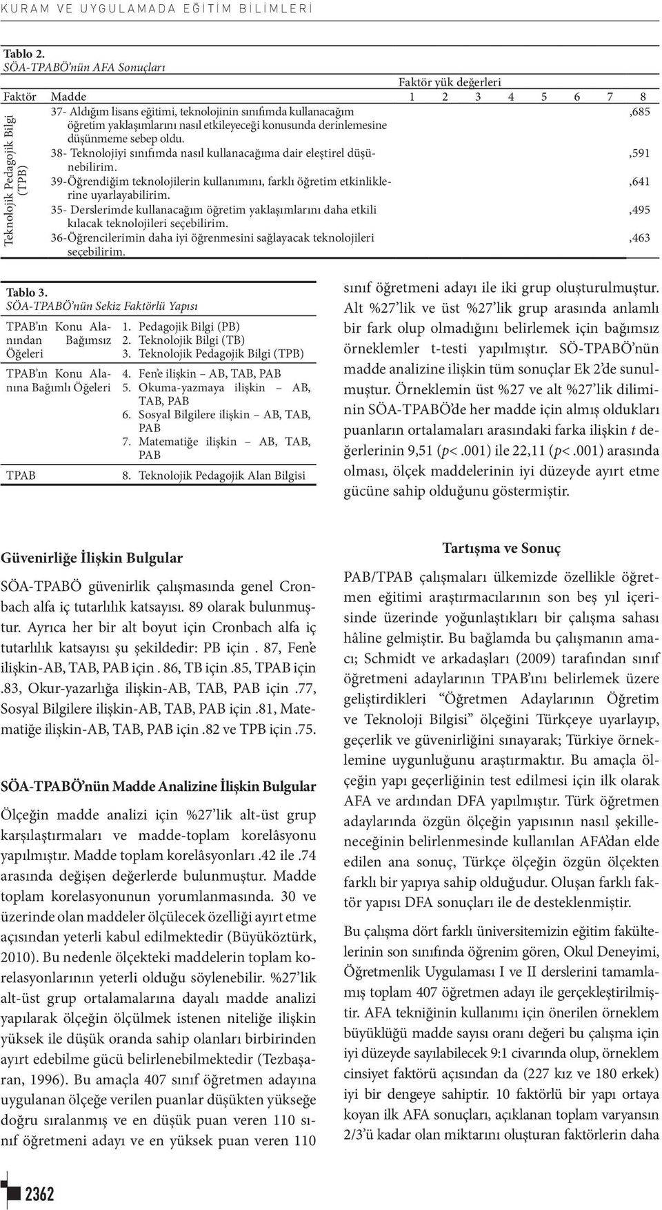 derinlemesine düşünmeme sebep oldu. Teknolojik Pedagojik Bilgi (TPB) 38- Teknolojiyi sınıfımda nasıl kullanacağıma dair eleştirel düşünebilirim.