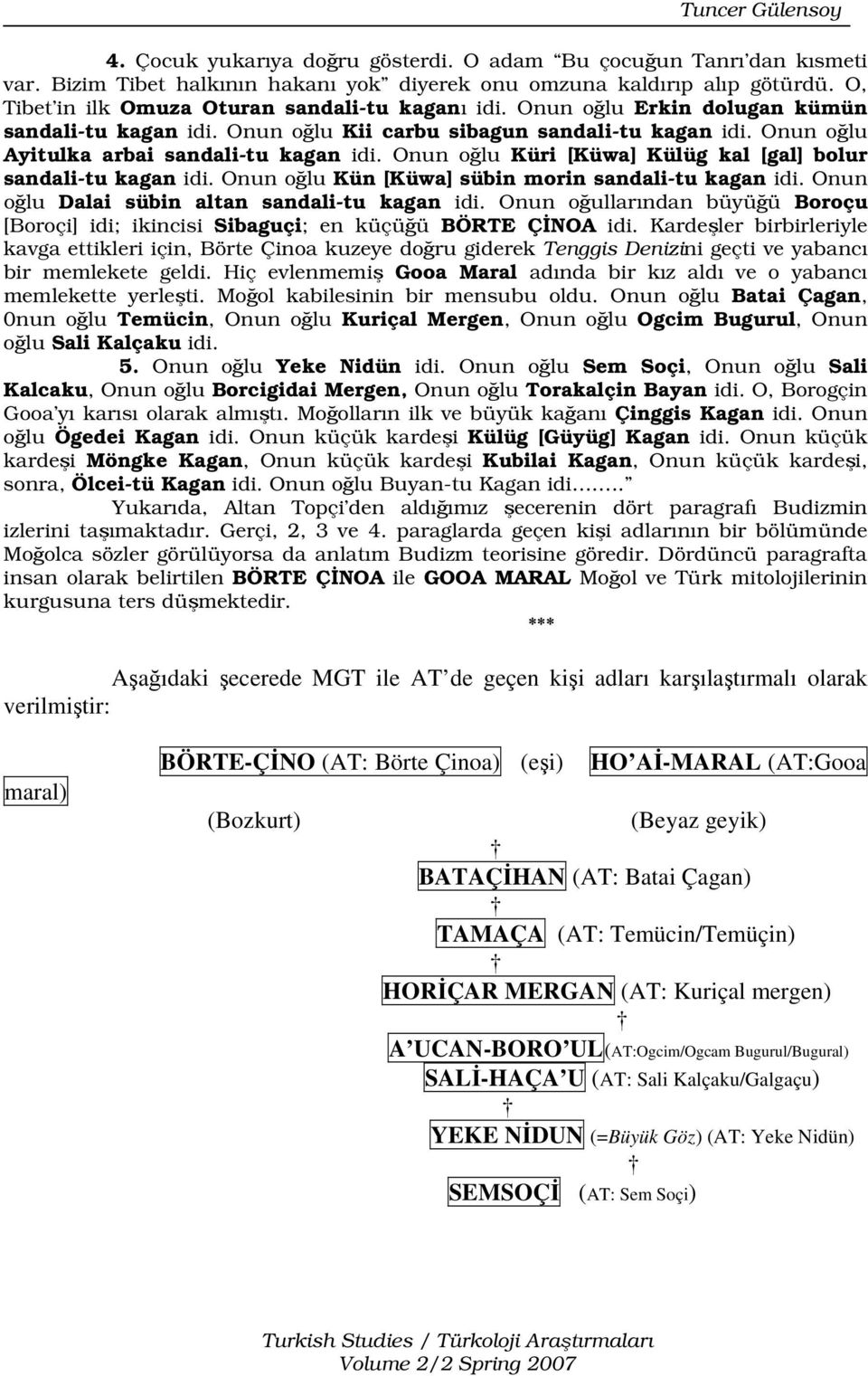 Onun oğlu Küri [Küwa] Külüg kal [gal] bolur sandali-tu kagan idi. Onun oğlu Kün [Küwa] sübin morin sandali-tu kagan idi. Onun oğlu Dalai sübin altan sandali-tu kagan idi.