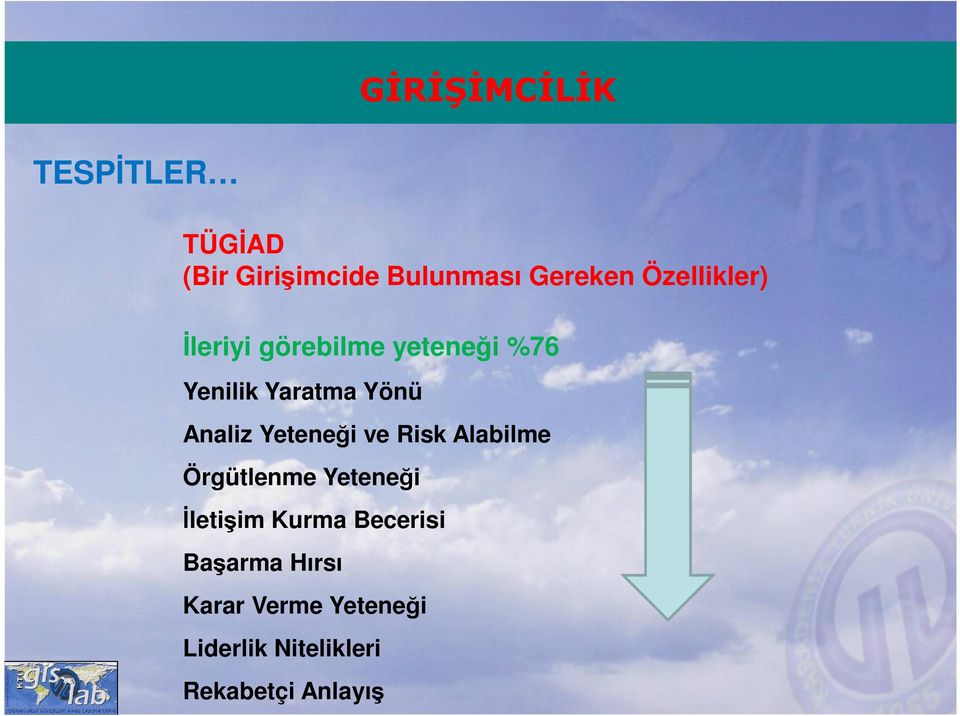 Yeteneği ve Risk Alabilme Örgütlenme Yeteneği İletişim Kurma