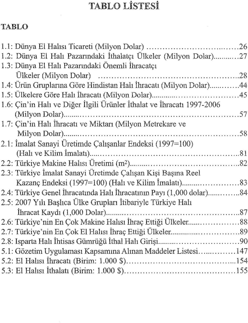 ...45 1.6: Çin'in Halı ve Diğer İlgili Ürünler İthalat ve İhracatı 1997-2006 (Milyon Dolar)... 57 1.7: Çin'in Halı İhracatı ve Miktan (Milyon Metrekare ve Milyon Dolar)... 58 2.