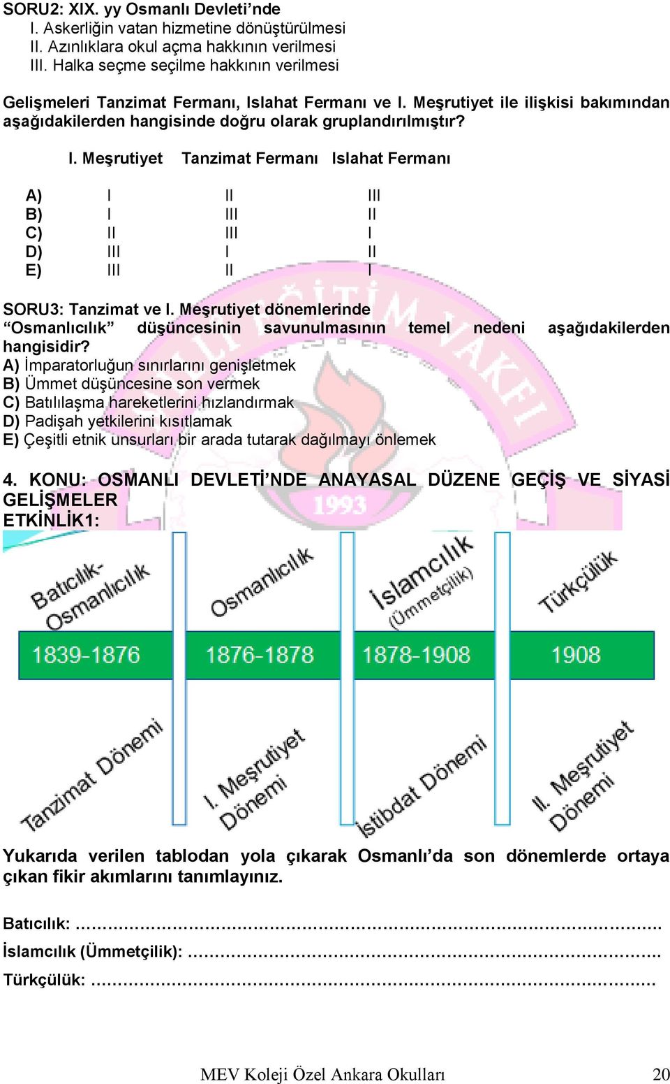 Meşrutiyet dönemlerinde Osmanlıcılık düşüncesinin savunulmasının temel nedeni aşağıdakilerden hangisidir?