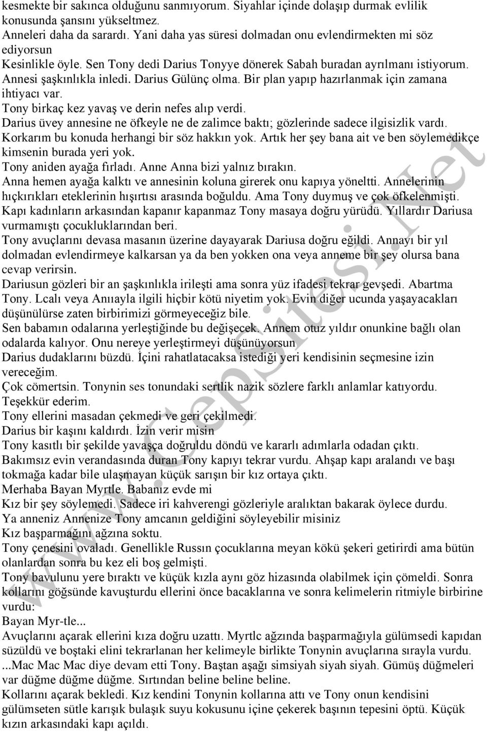 Bir plan yapıp hazırlanmak için zamana ihtiyacı var. Tony birkaç kez yavaş ve derin nefes alıp verdi. Darius üvey annesine ne öfkeyle ne de zalimce baktı; gözlerinde sadece ilgisizlik vardı.