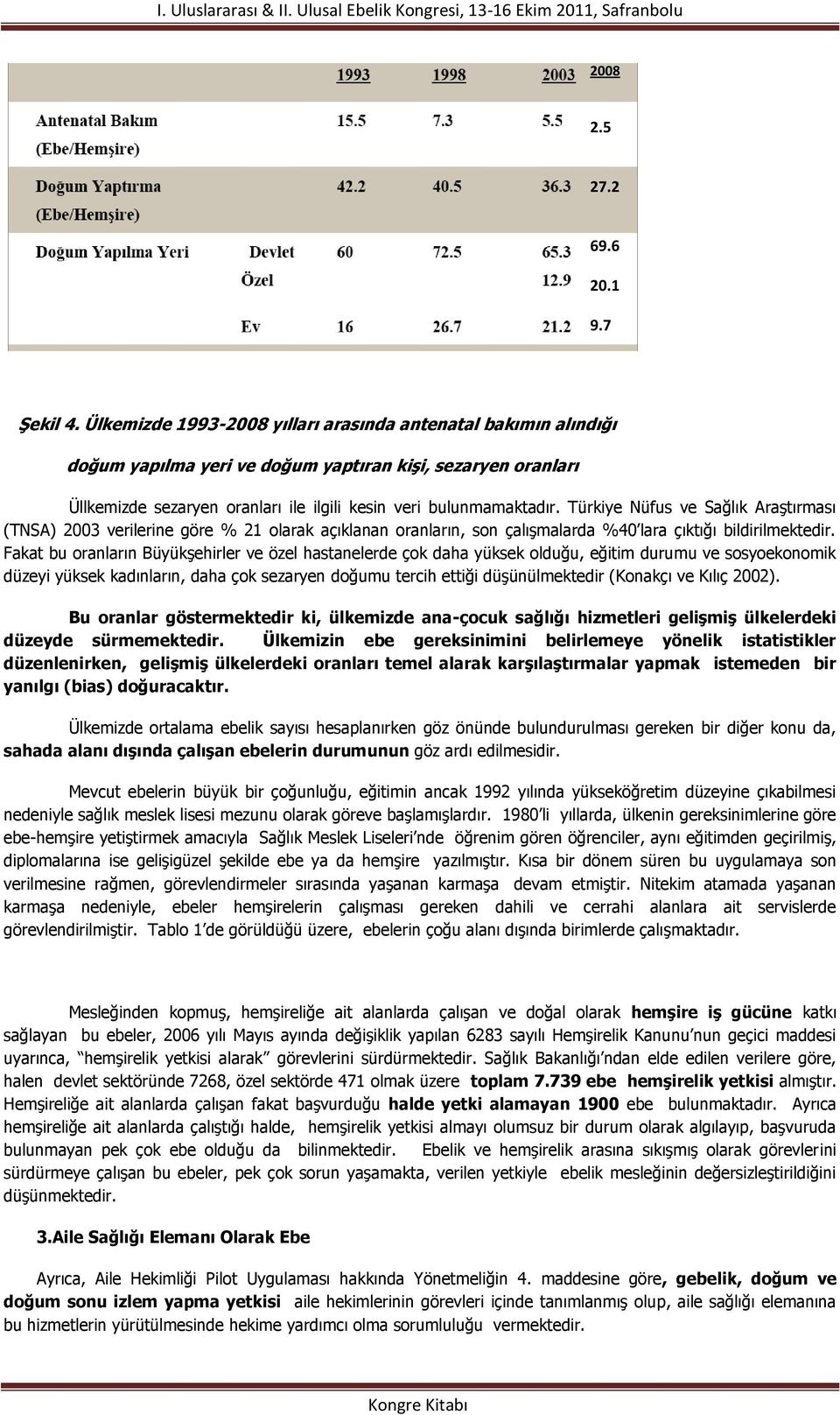 bulunmamaktadır. Türkiye Nüfus ve Sağlık AraĢtırması (TNSA) 2003 verilerine göre % 21 olarak açıklanan oranların, son çalıģmalarda %40 lara çıktığı bildirilmektedir.