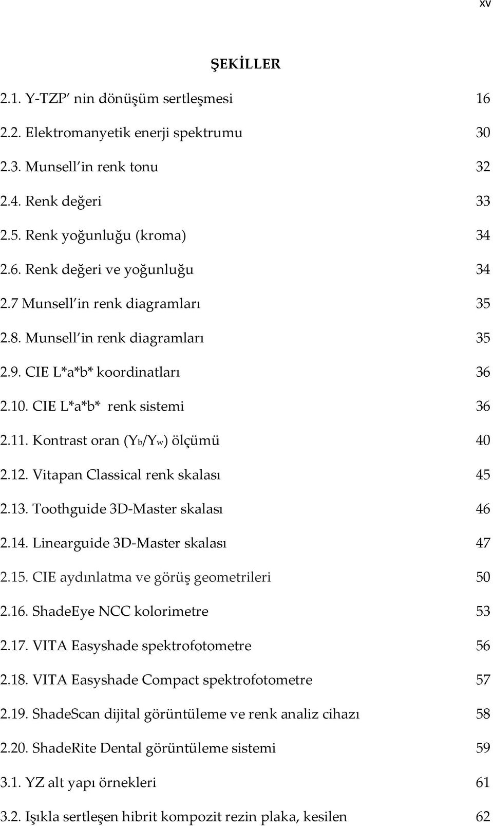 Vitapan Classical renk skalası 45 2.13. Toothguide 3D-Master skalası 46 2.14. Linearguide 3D-Master skalası 47 2.15. CIE aydınlatma ve görüş geometrileri 50 2.16. ShadeEye NCC kolorimetre 53 2.17.