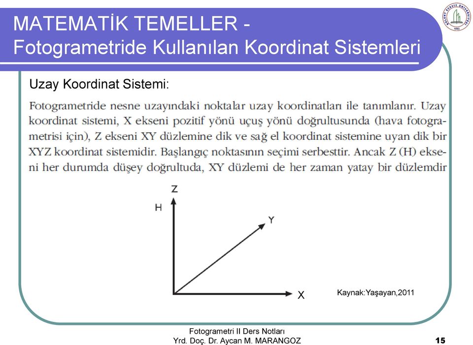 Koordinat Sistemi: X