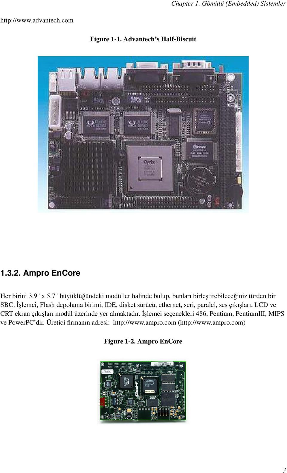 İşlemci, Flash depolama birimi, IDE, disket sürücü, ethernet, seri, paralel, ses çıkışları, LCD ve CRT ekran çıkışları modül üzerinde