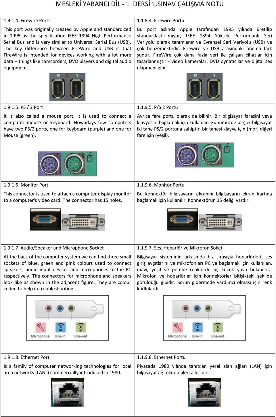 Firewire Portu Bu port aslında Apple tarafından 1995 yılında üretilip standartlaştırılmıştır, IEEE 1394 Yüksek Performanlı Seri Veriyolu olarak tanımlanır ve Evrensel Seri Veriyolu (USB) ye çok