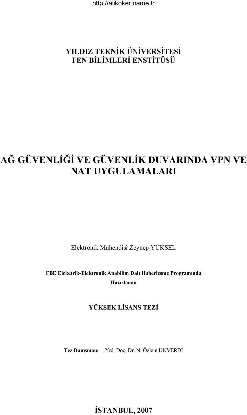 YÜKSEL FBE Eleketrik-Elektronik Anabilim Dalı Haberleşme Programında