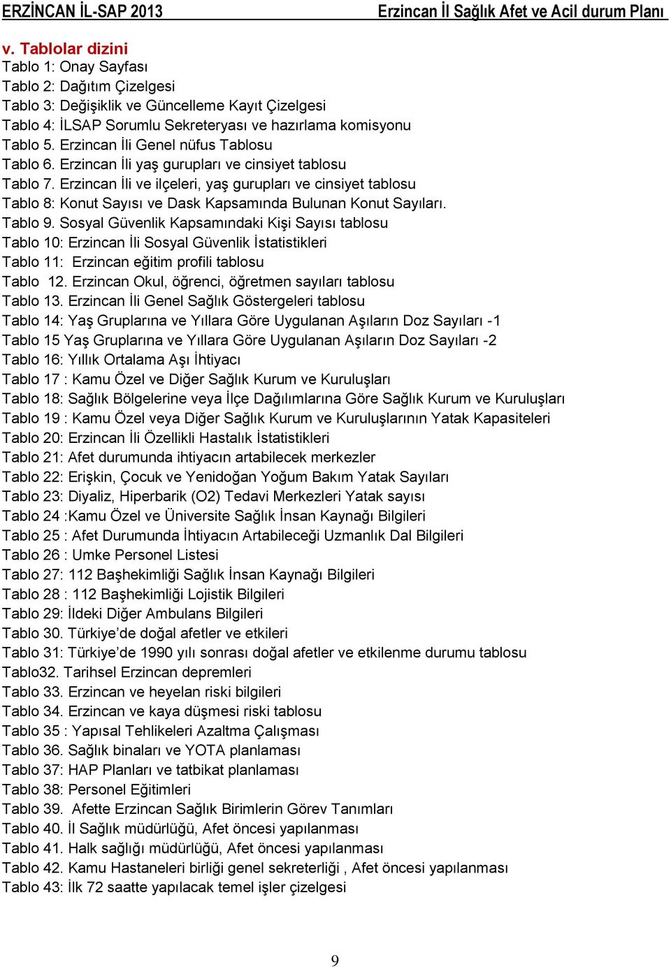 Erzincan İli ve ilçeleri, yaş gurupları ve cinsiyet tablosu Tablo 8: Konut Sayısı ve Dask Kapsamında Bulunan Konut Sayıları. Tablo 9.