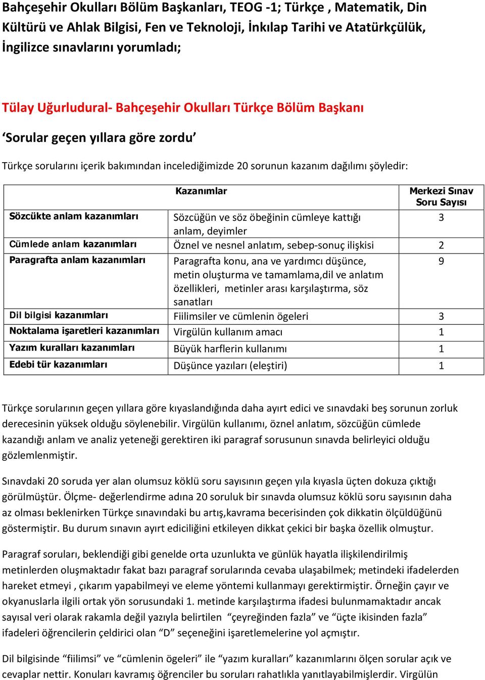 anlam kazanımları Sözcüğün ve söz öbeğinin cümleye kattığı 3 anlam, deyimler Cümlede anlam kazanımları Öznel ve nesnel anlatım, sebep-sonuç ilişkisi 2 Paragrafta anlam kazanımları Paragrafta konu,