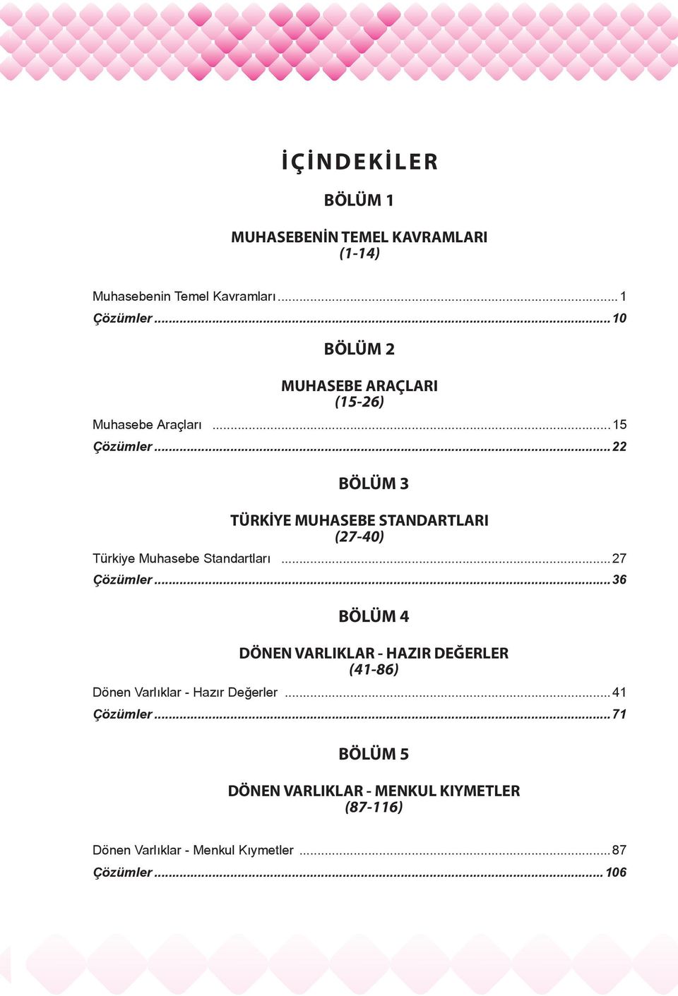 ..22 BÖLÜM 3 TÜRKİYE MUHASEBE STANDARTLARI (27-40) Türkiye Muhasebe Standartları...27 Çözümler.