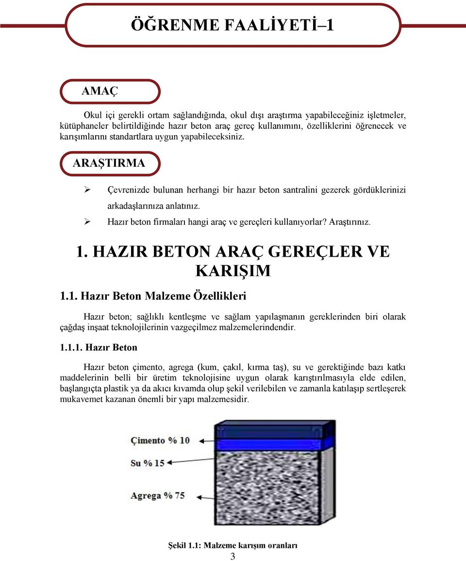 Hazır beton firmaları hangi araç ve gereçleri kullanıyorlar? Araştırınız. 1.