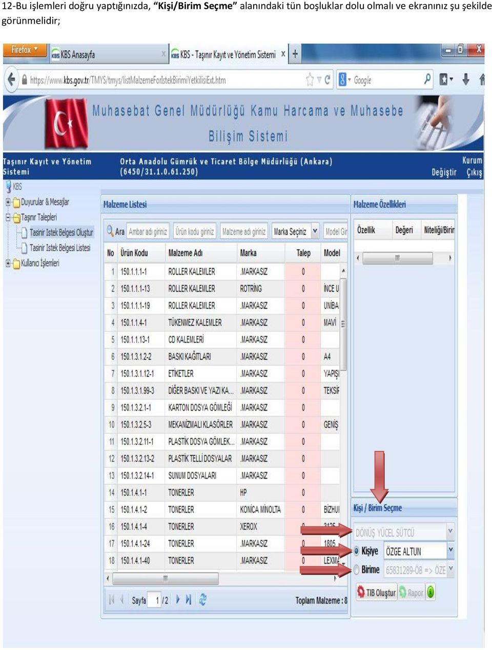 alanındaki tün boşluklar dolu