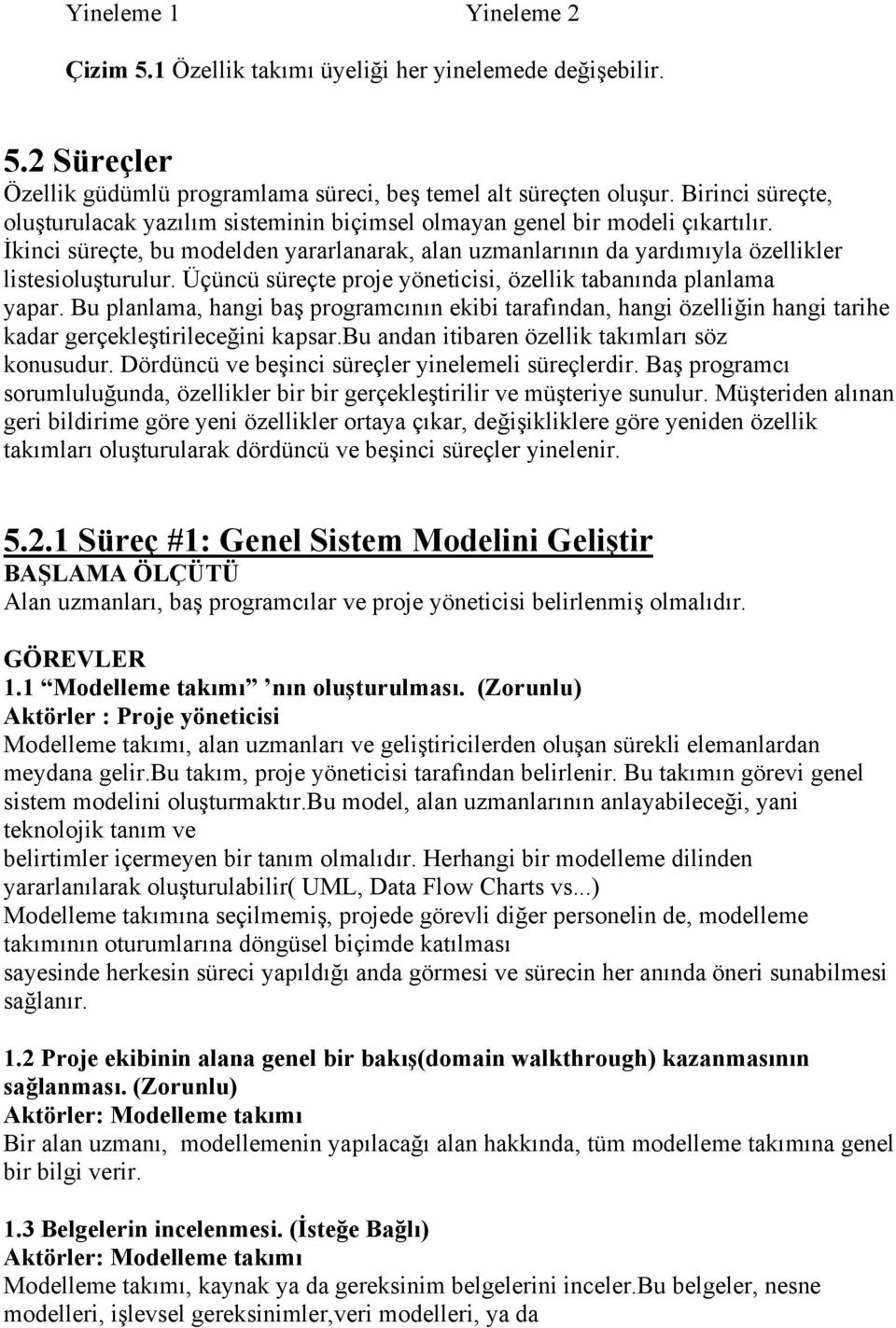 Üçüncü süreçte proje yöneticisi, özellik tabanında planlama yapar. Bu planlama, hangi baş programcının ekibi tarafından, hangi özelliğin hangi tarihe kadar gerçekleştirileceğini kapsar.