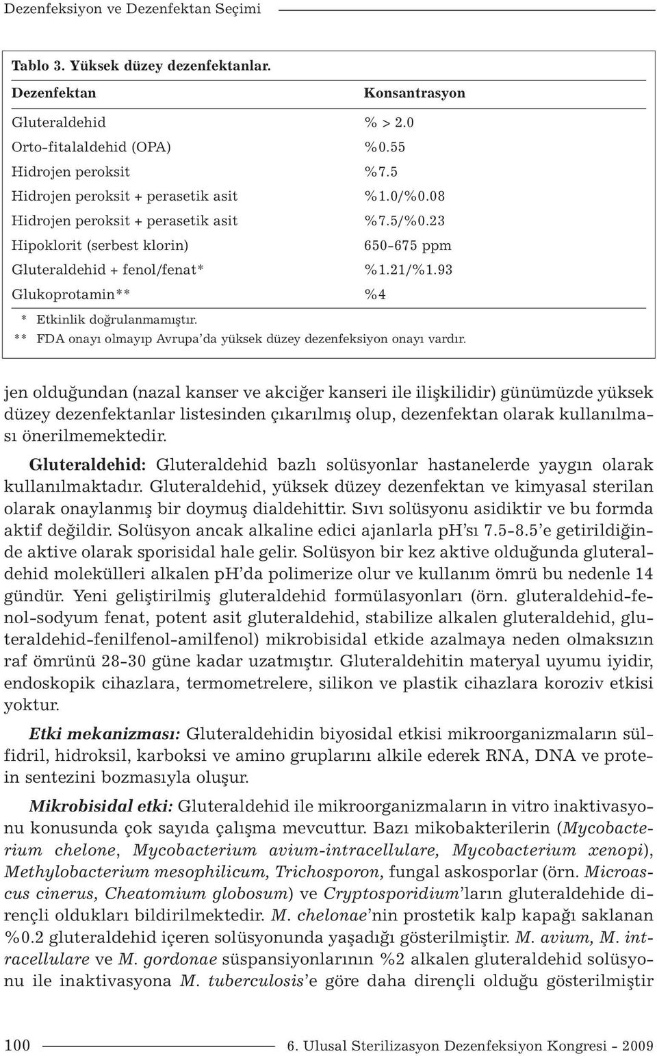 93 Glukoprotamin** %4 * Etkinlik doğrulanmamıştır. ** FDA onayı olmayıp Avrupa da yüksek düzey dezenfeksiyon onayı vardır.