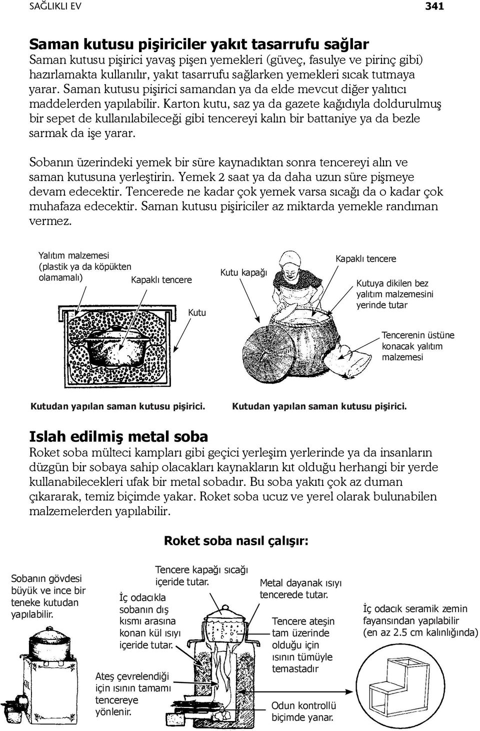 Karton kutu, saz ya da gazete kağıdıyla doldurulmuş bir sepet de kullanılabileceği gibi tencereyi kalın bir battaniye ya da bezle sarmak da işe yarar.