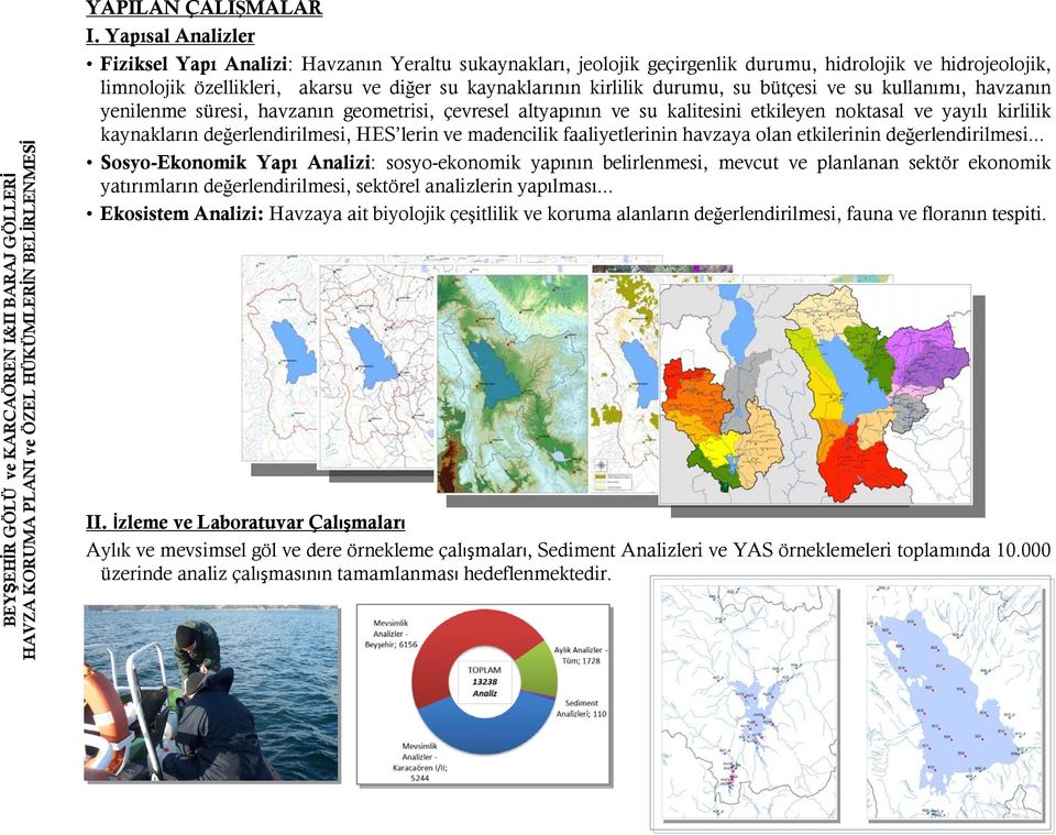 durumu, su bütçesi ve su kullanımı, havzanın yenilenme süresi, havzanın geometrisi, çevresel altyapının ve su kalitesini etkileyen noktasal ve yayılı kirlilik kaynakların değerlendirilmesi, HES lerin