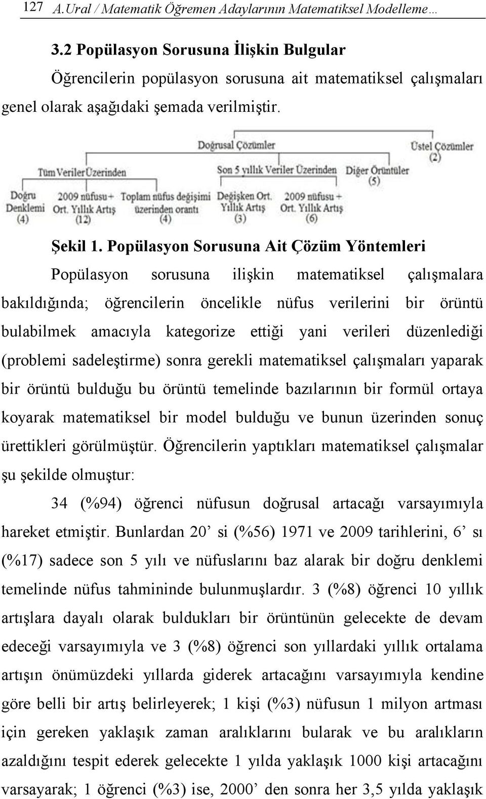 Popülasyon Sorusuna Ait Çözüm Yöntemleri Popülasyon sorusuna ilişkin matematiksel çalışmalara bakıldığında; öğrencilerin öncelikle nüfus verilerini bir örüntü bulabilmek amacıyla kategorize ettiği