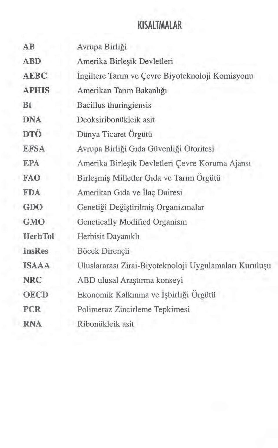 Devletleri Çevre Koruma Ajansı Birleşmiş Milletler Gıda ve Tarım Örgütü Amerikan Gıda ve İlaç Dairesi Genetiği Değiştitilmiş Organizmalar Genetically Modified Organism Herbisit