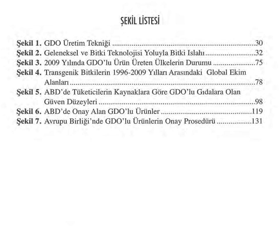 Transgenik Bitkilerin 1996-2009 Yıllan Arasındaki Global Ekim Alanlan... 78 Şekil S.