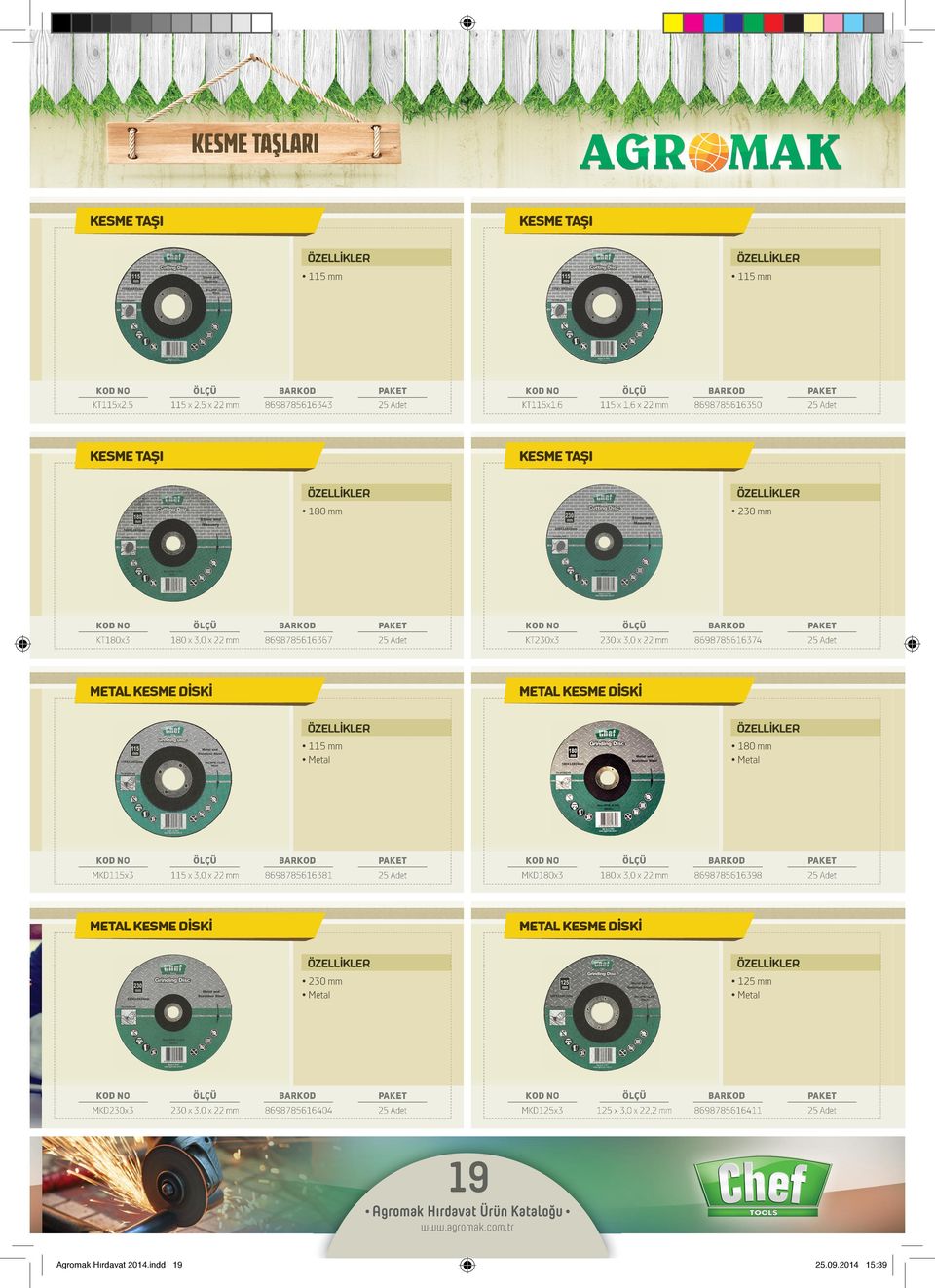 8698785616374 2 METAL KESME DİSKİ METAL KESME DİSKİ 115 mm Metal 180 mm Metal MKD115x3 115 x 3,0 x 22 mm 8698785616381 2 MKD180x3 180 x 3,0 x 22 mm