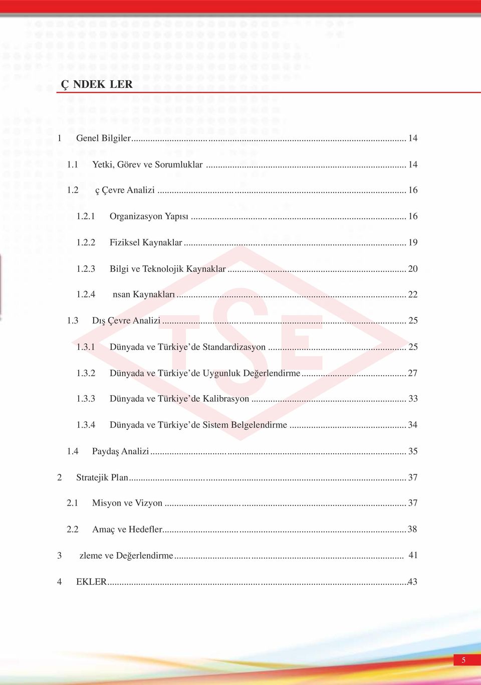 .. 27 1.3.3 Dünyada ve Türkiye de Kalibrasyon... 33 1.3.4 Dünyada ve Türkiye de Sistem Belgelendirme... 34 1.4 Paydaş Analizi... 35 2 Stratejik Plan... 37 2.